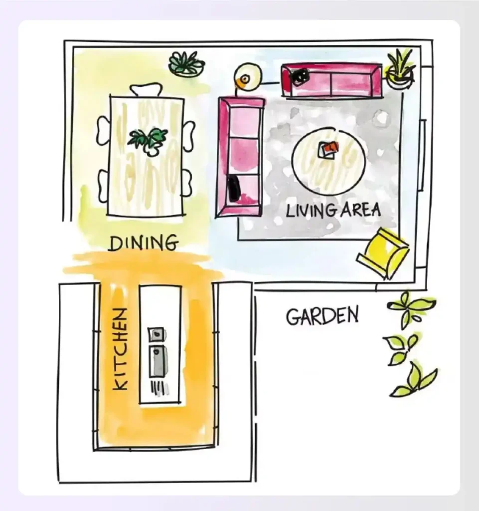Sketch of a simple open floor plan