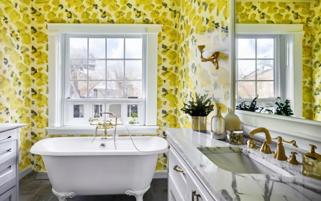 Spring Yellow Bathroom Wallpaper