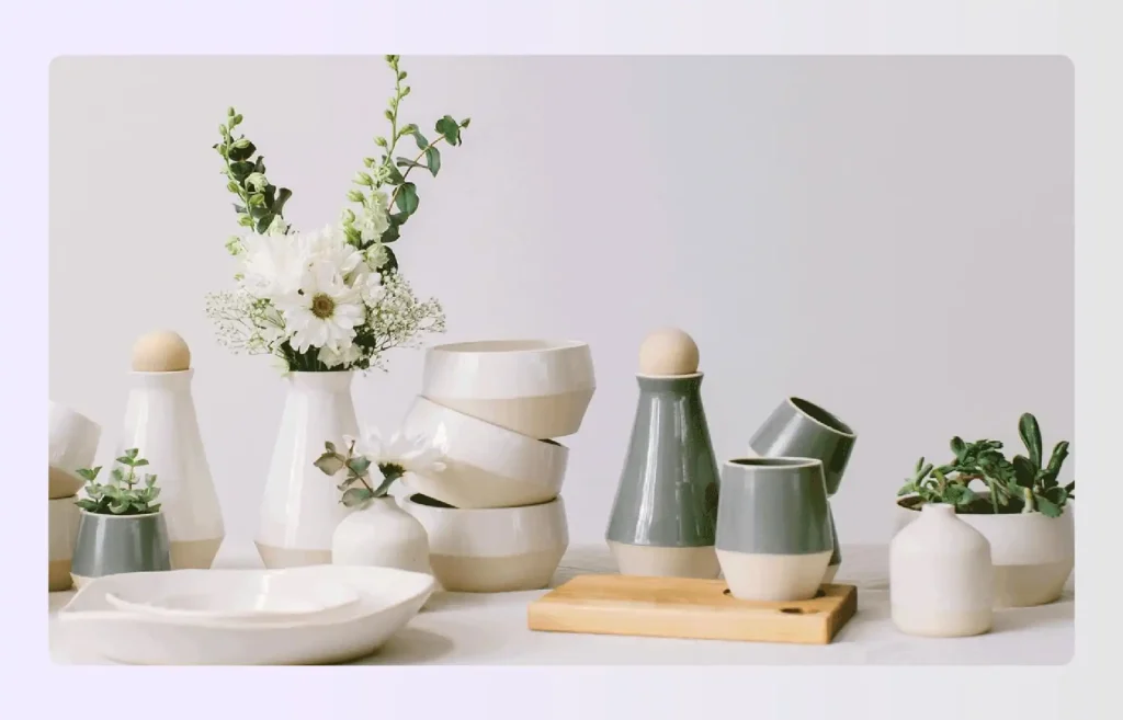 Handcrafted ceramics and vases are crucial in wabi sabi interior design