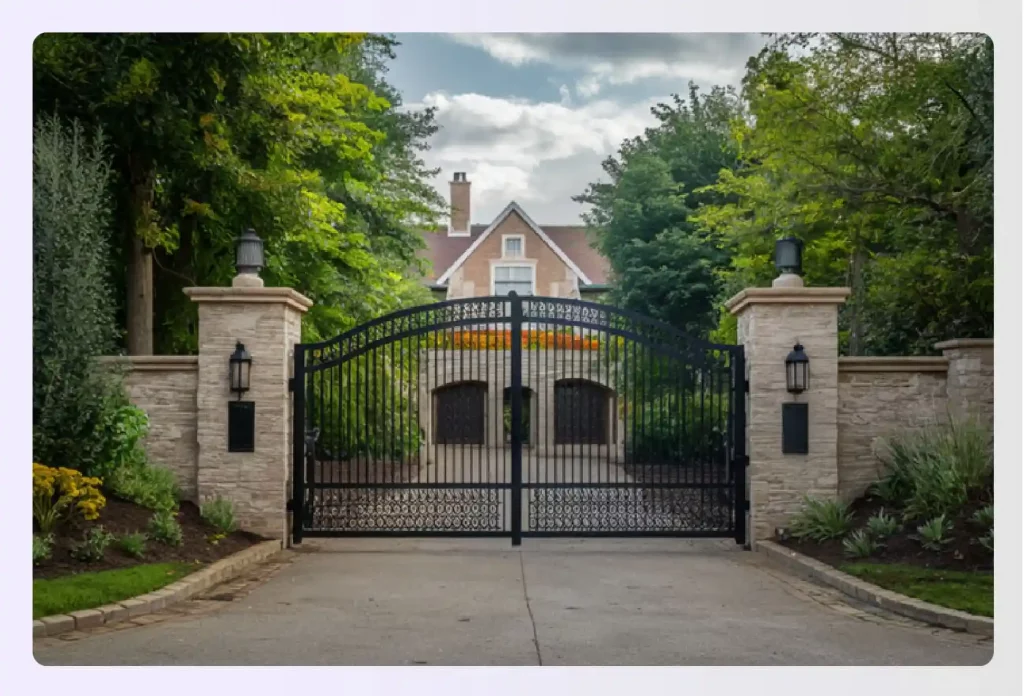 A large, signature braided gate with intricate patterns