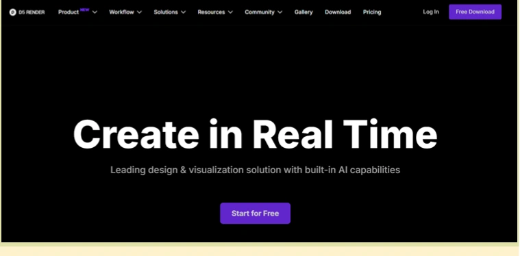 Customer interface of D5 Render