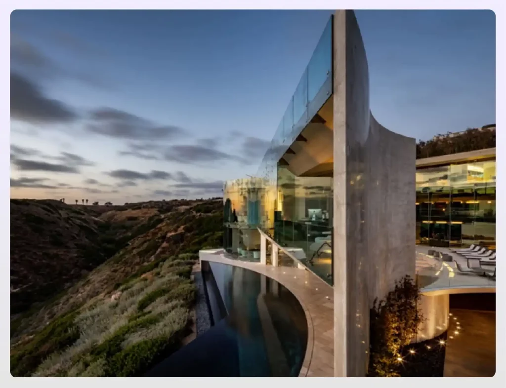 Modern cliffside mansion with ocean views
