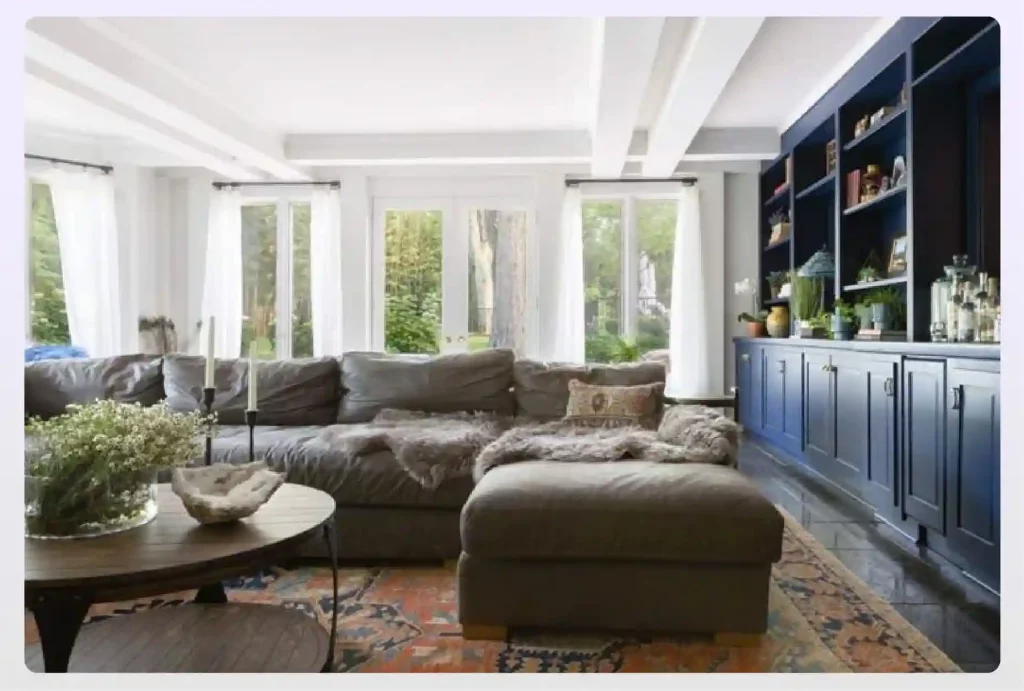Rustic celebrity house interior with natural elements