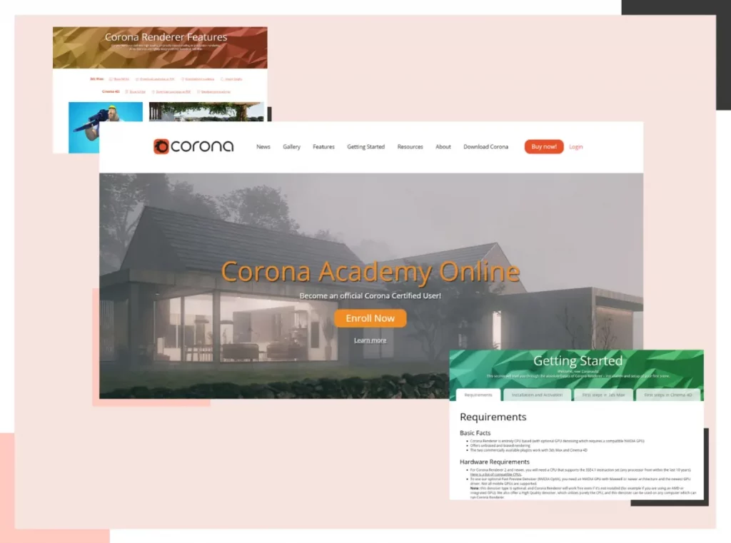 User interface for Corona Renderer