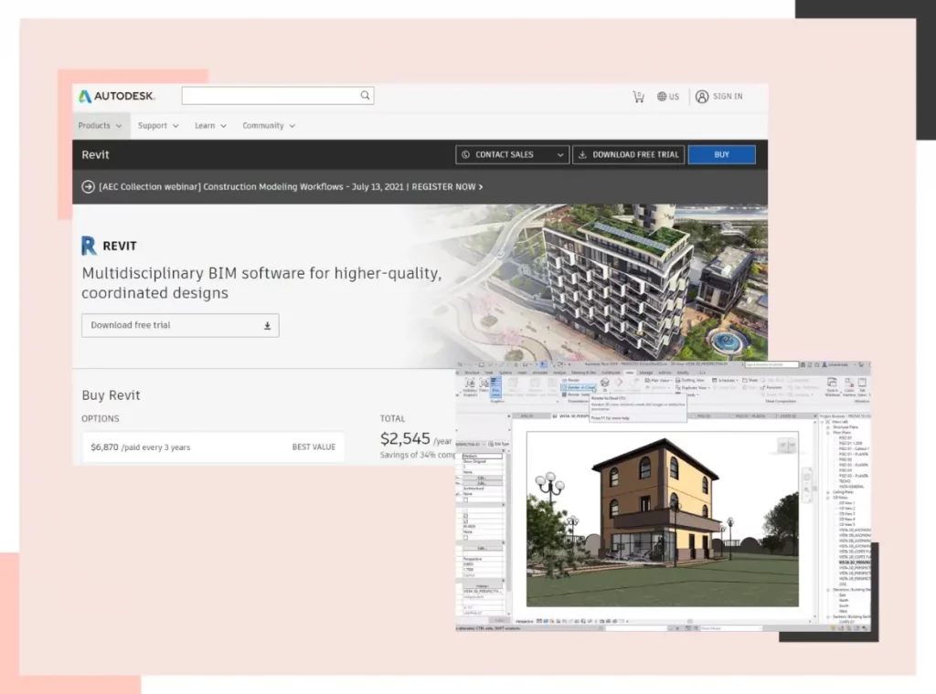 User interface of Autodesk Revit