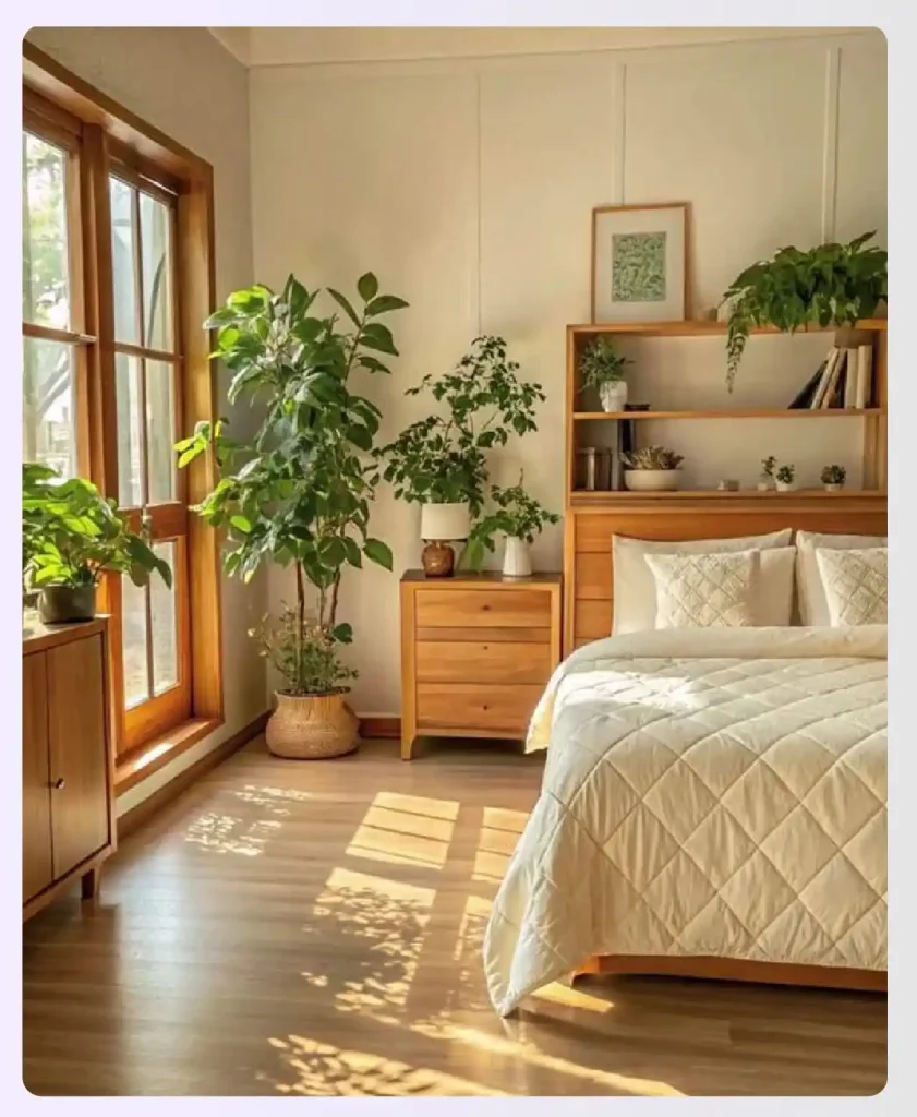 Apartment filled with various green houseplants