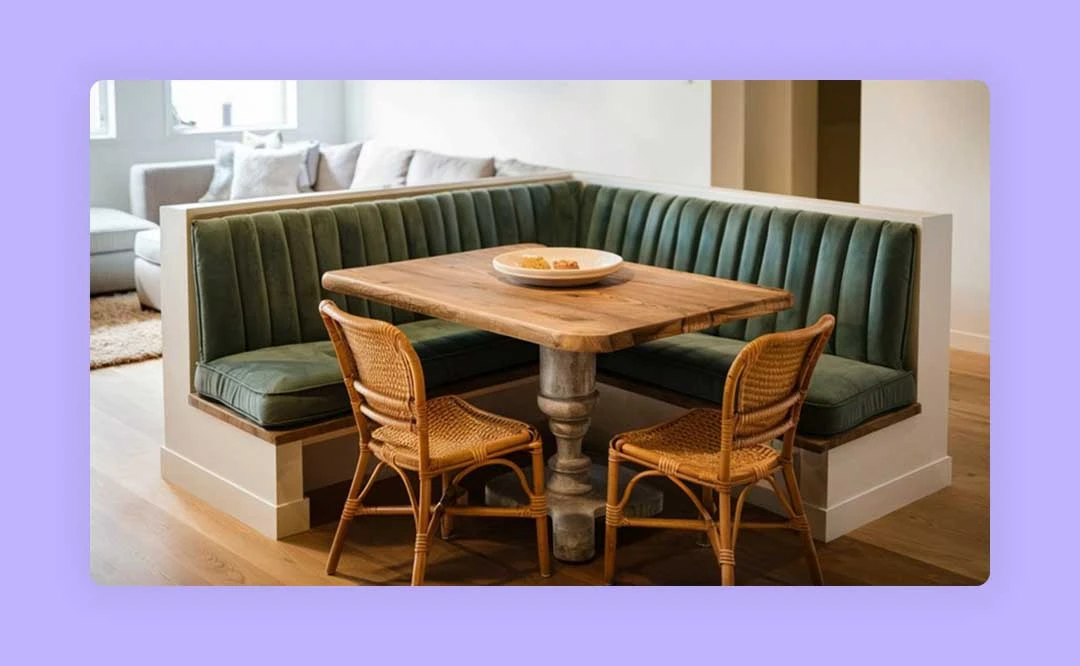 Cozy living room with a dining table for casual meals.