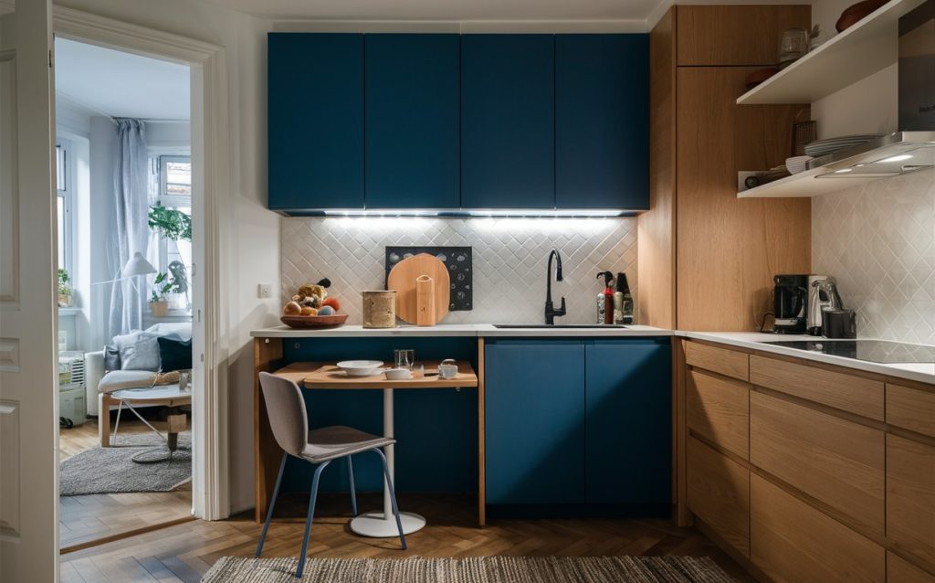 Cozy morning scene: Mini breakfast table nestled in the kitchen