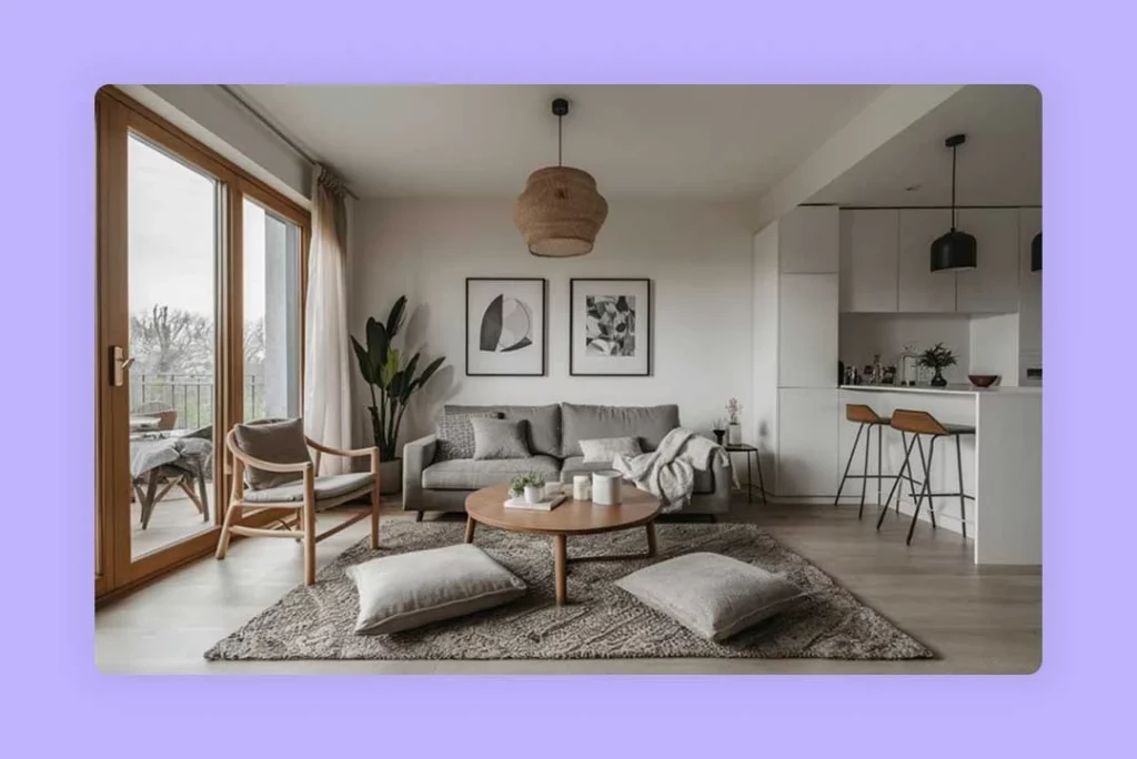 modern living room with a comfortable couch
