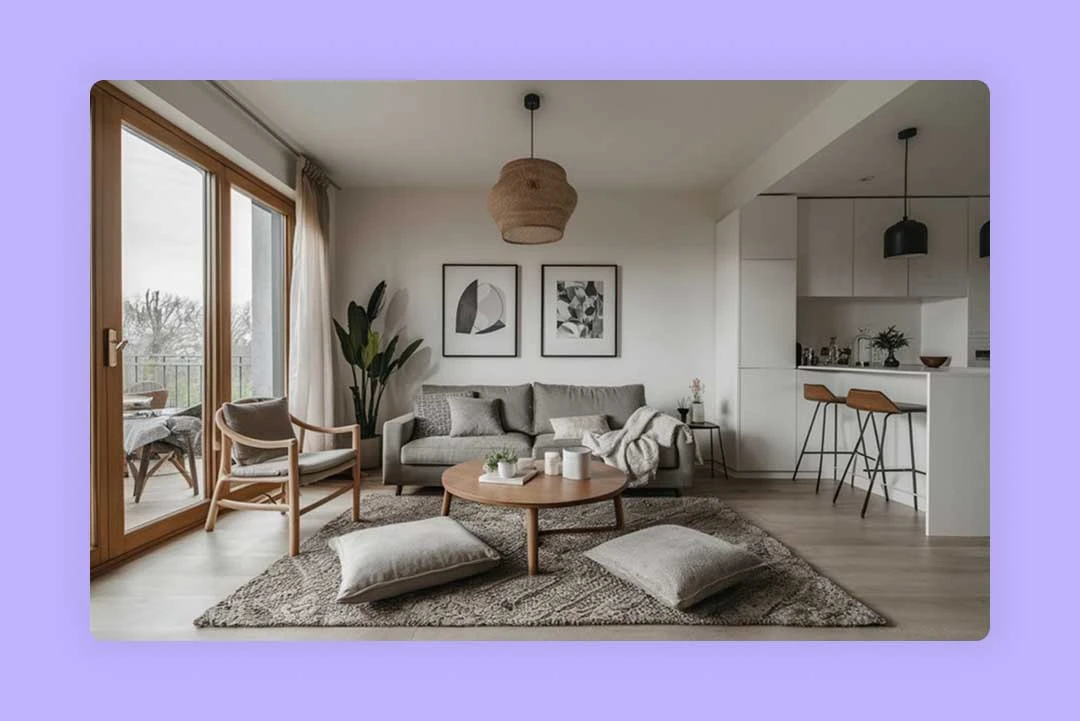 modern living room with a comfortable couch