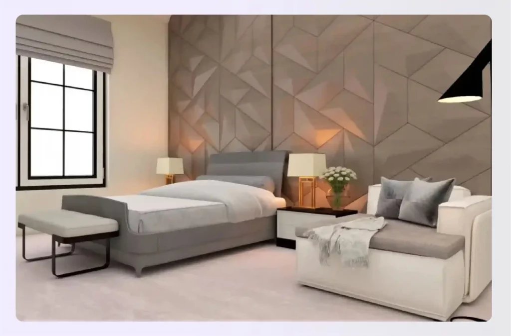 A bedroom with minimalist interior design style