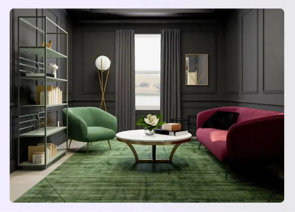 A representation of the art deco interior design style