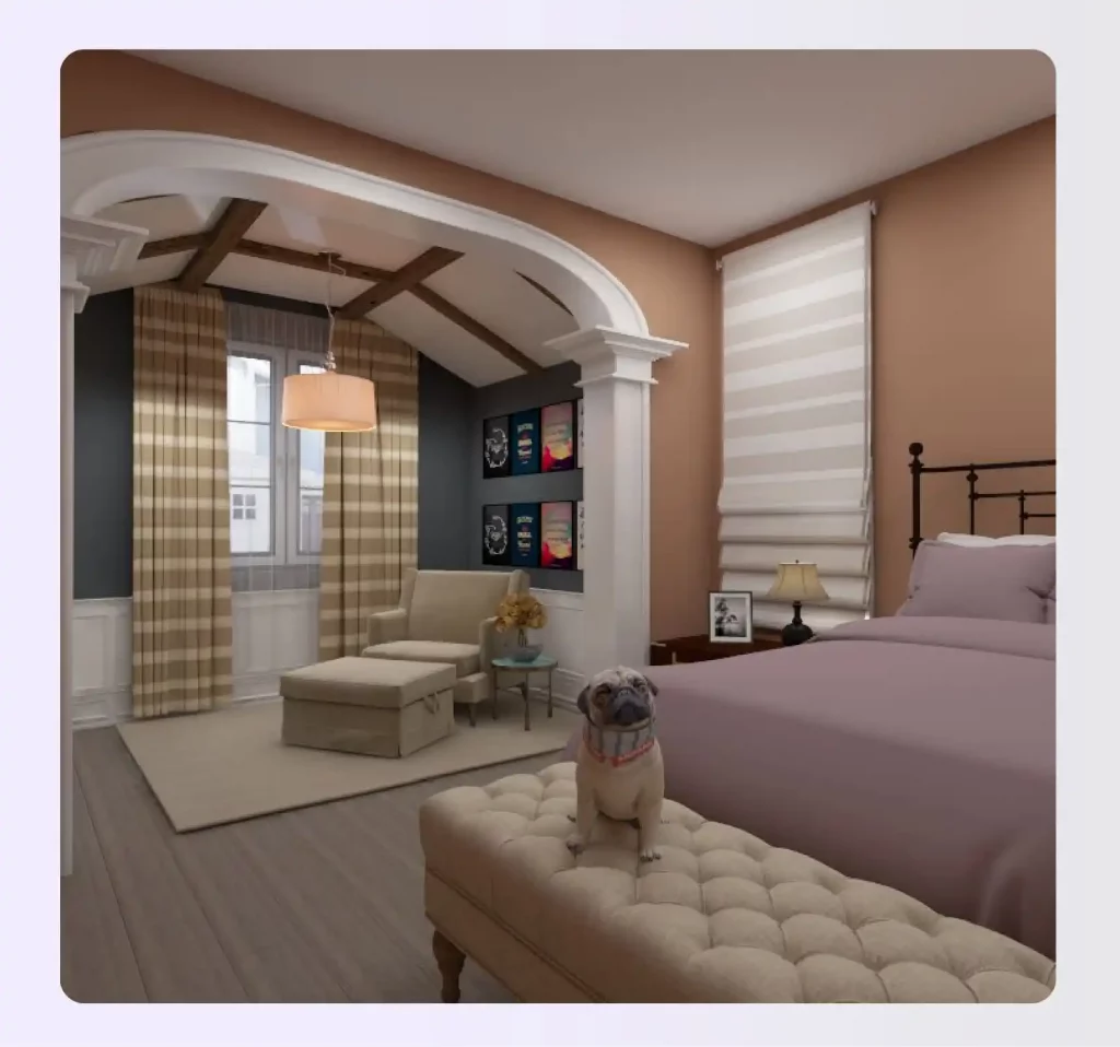 Bedroom with Mediterranean interior design style