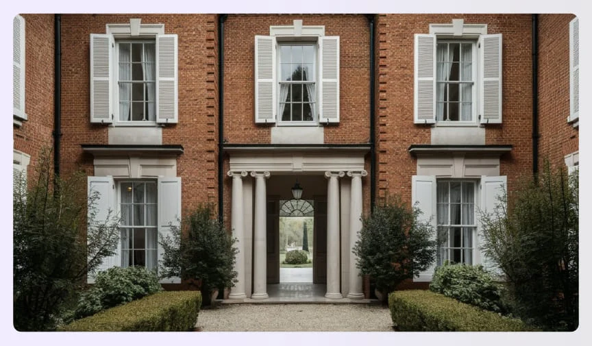 Classical house with tall columns and symmetry