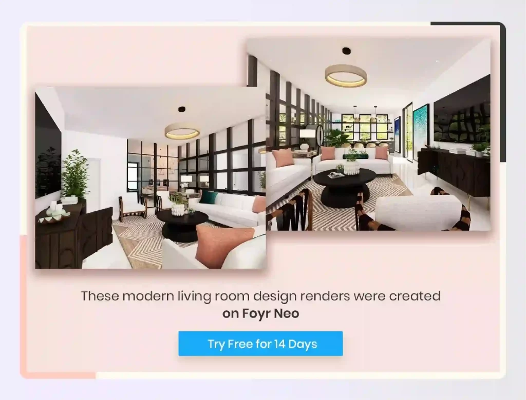 Create modern living room designs with Foyr
