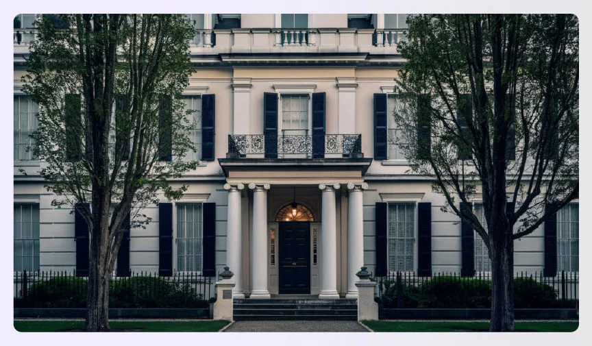 Georgian house with symmetrical brick design