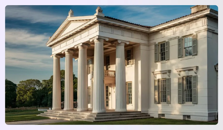 Greek Revival house with large white columns