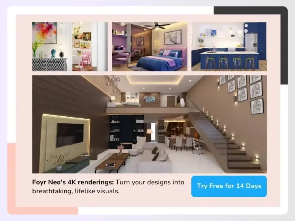 High-quality renders created within minutes in Foyr Neo 