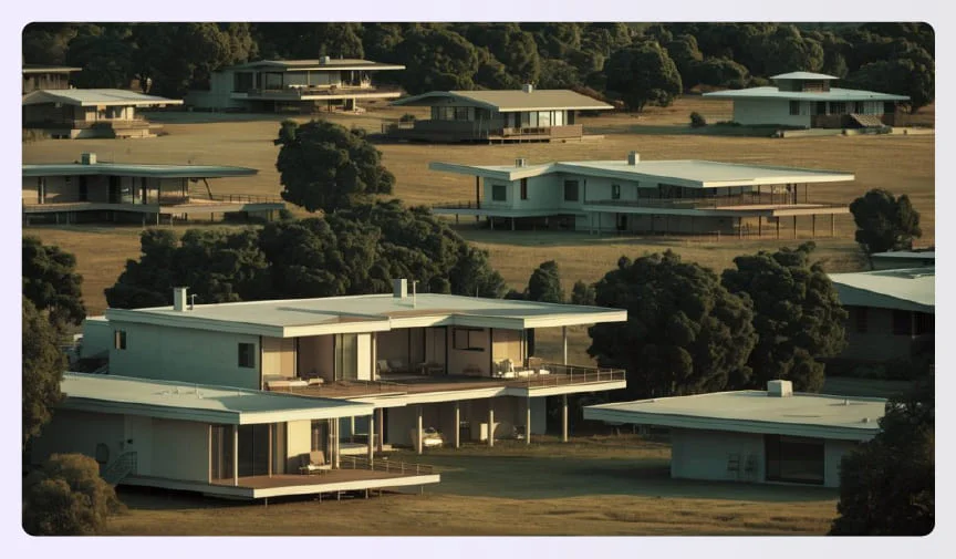 Mid-century modern house with large glass windows