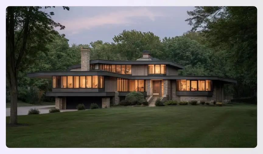 Prairie house with flat roof and long shape