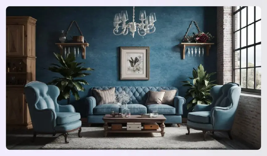 Shabby chic house with floral antique decor