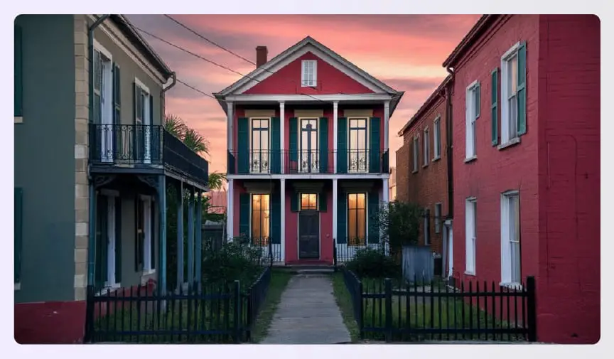 Shotgun house with narrow straight-line layout