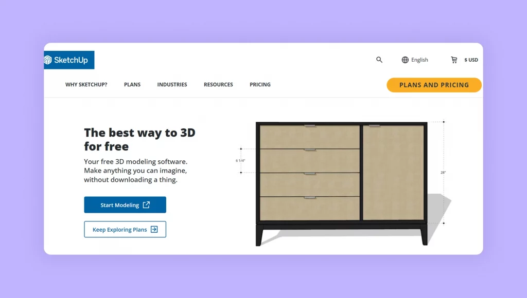 SketchUp is a web-based 3D modeling tool. 