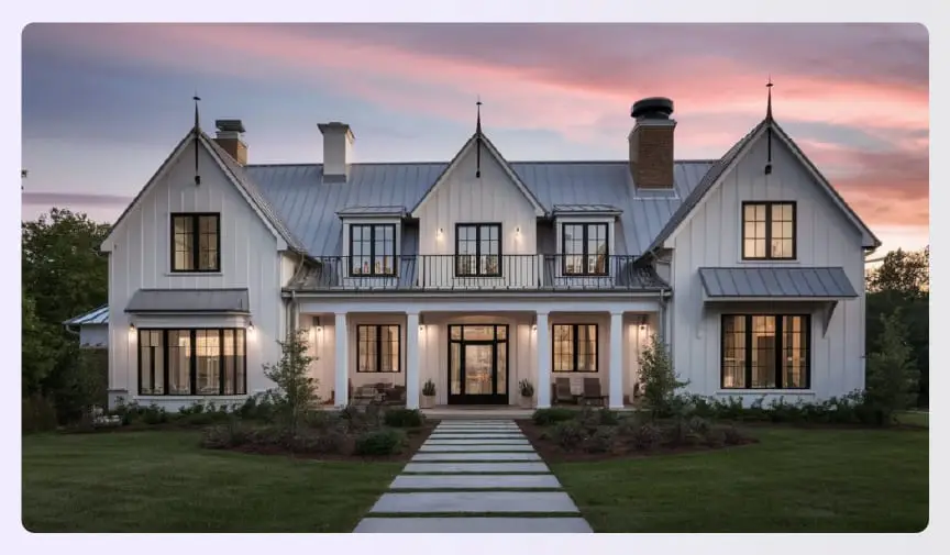 Transitional house blending modern and traditional design