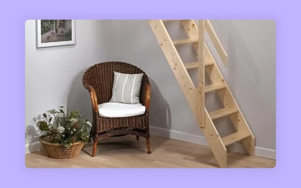 A compact ladder-style staircase, a simple type of stairs design. 