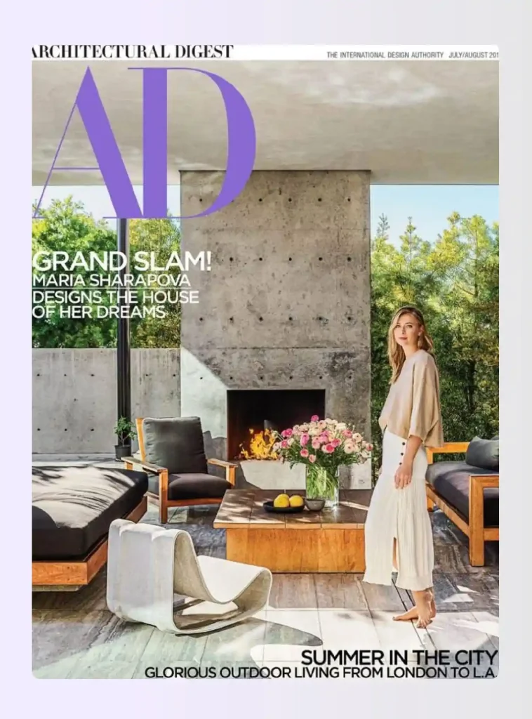 Architectural Digest cover featuring Maria Sharapova's home