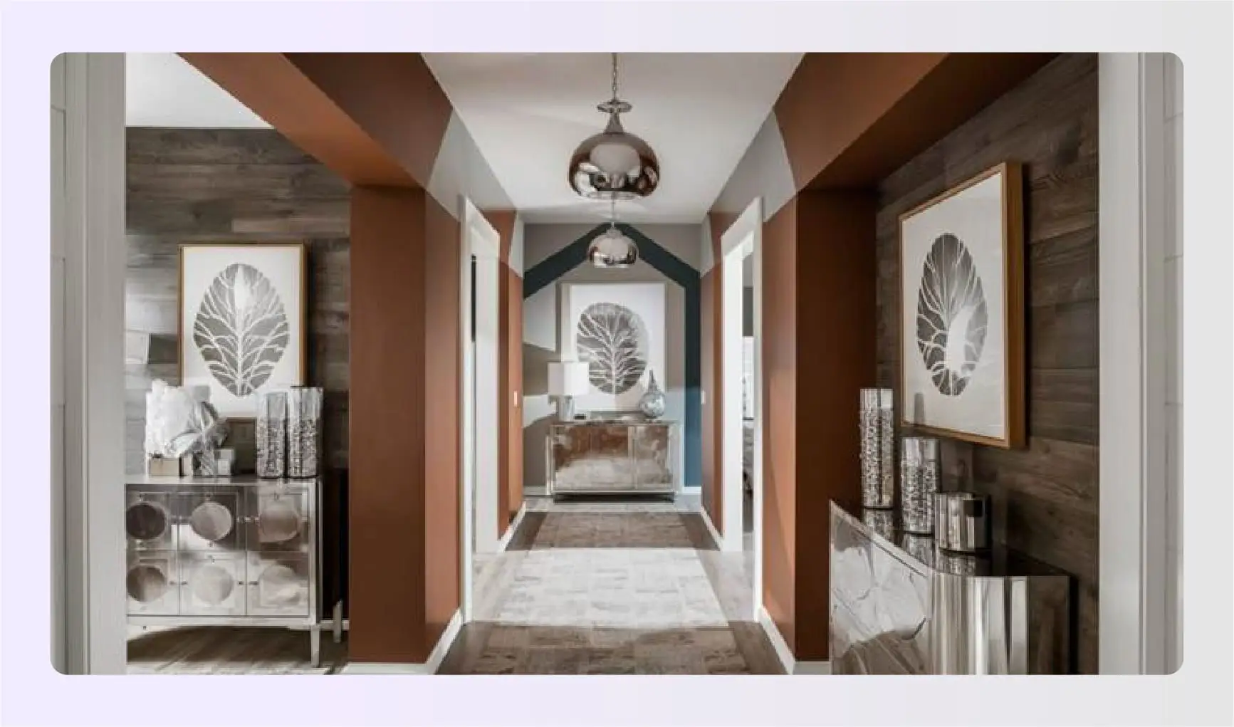 Brown and grey hallway wall paint design Brown and grey hallway wall paint design