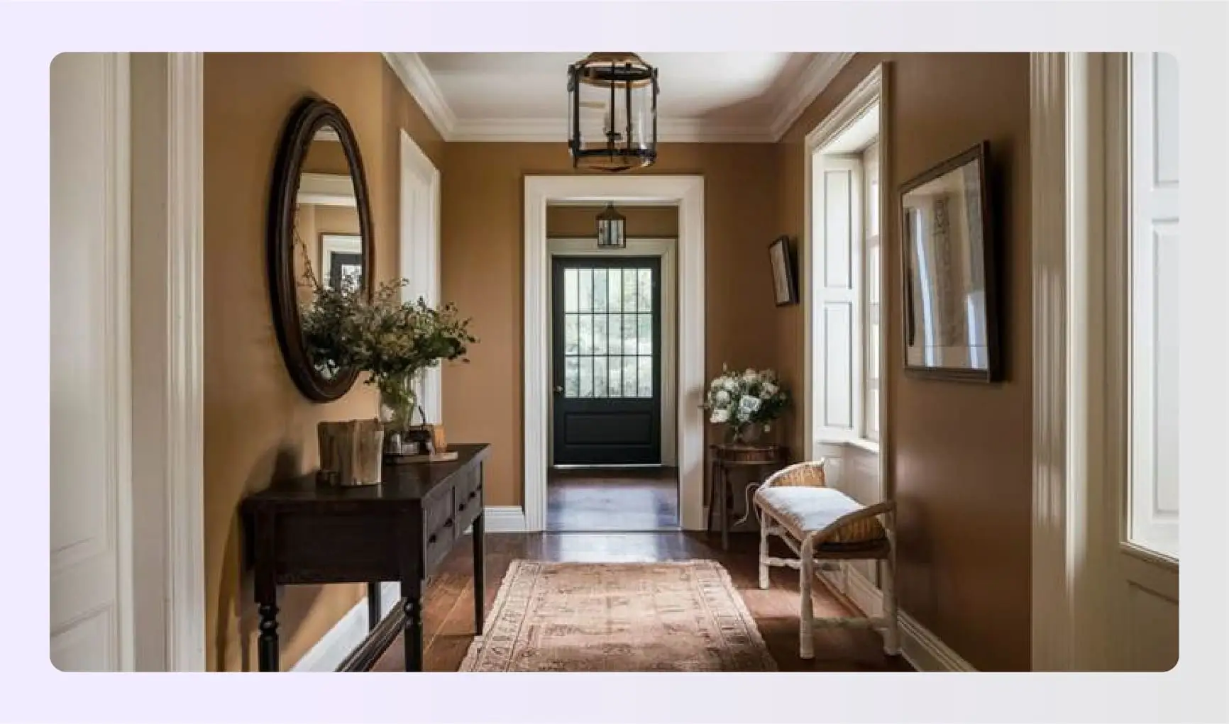 Tan walls with white door frames hallway Tan walls with white door frames hallway