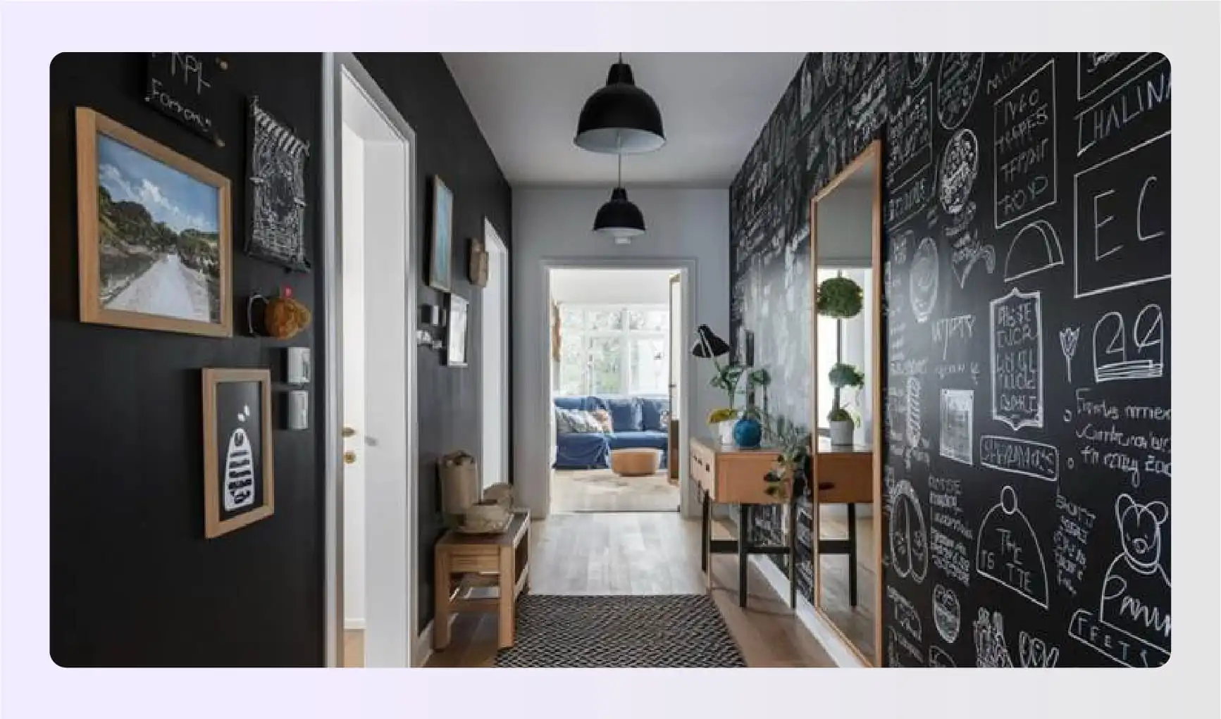 Blackboard paint on hallway wall with doodles Blackboard paint on hallway wall with doodles