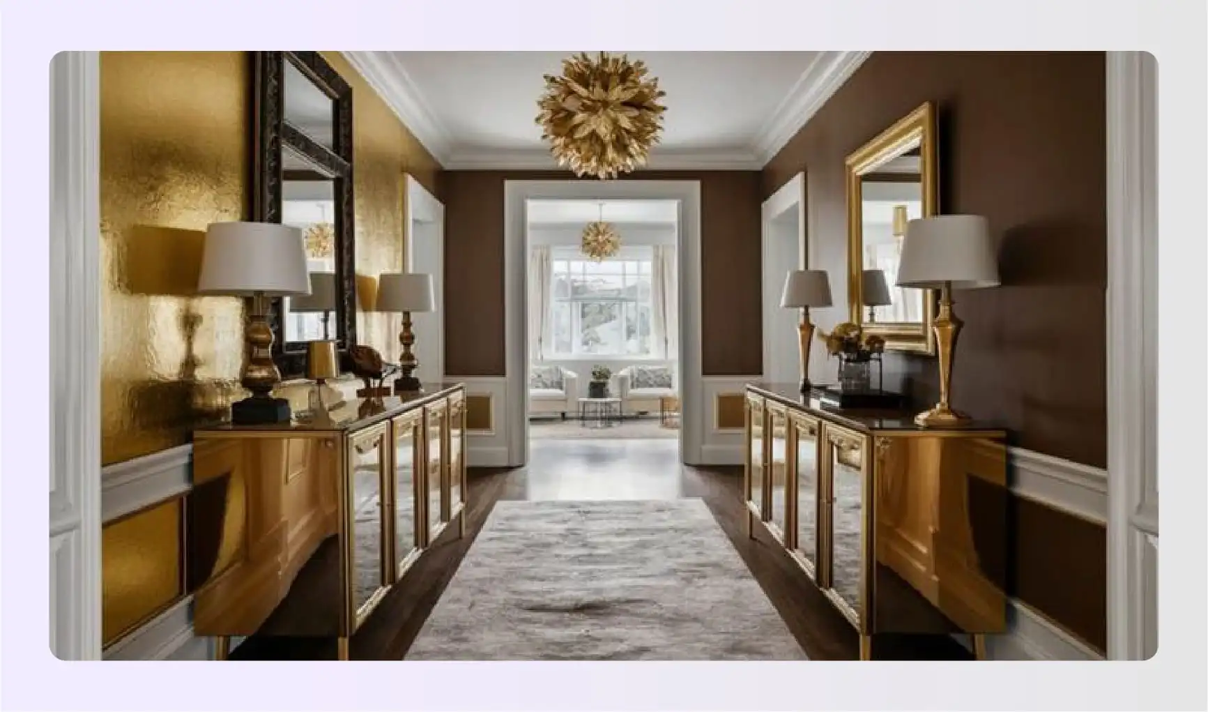Gold and brown luxury hallway interior design Gold and brown luxury hallway interior design