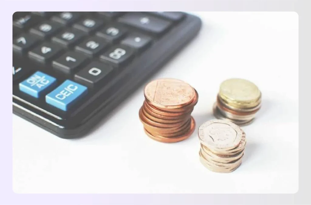 Calculator and coins for interior design cost estimation Calculator and coins for interior design cost estimation