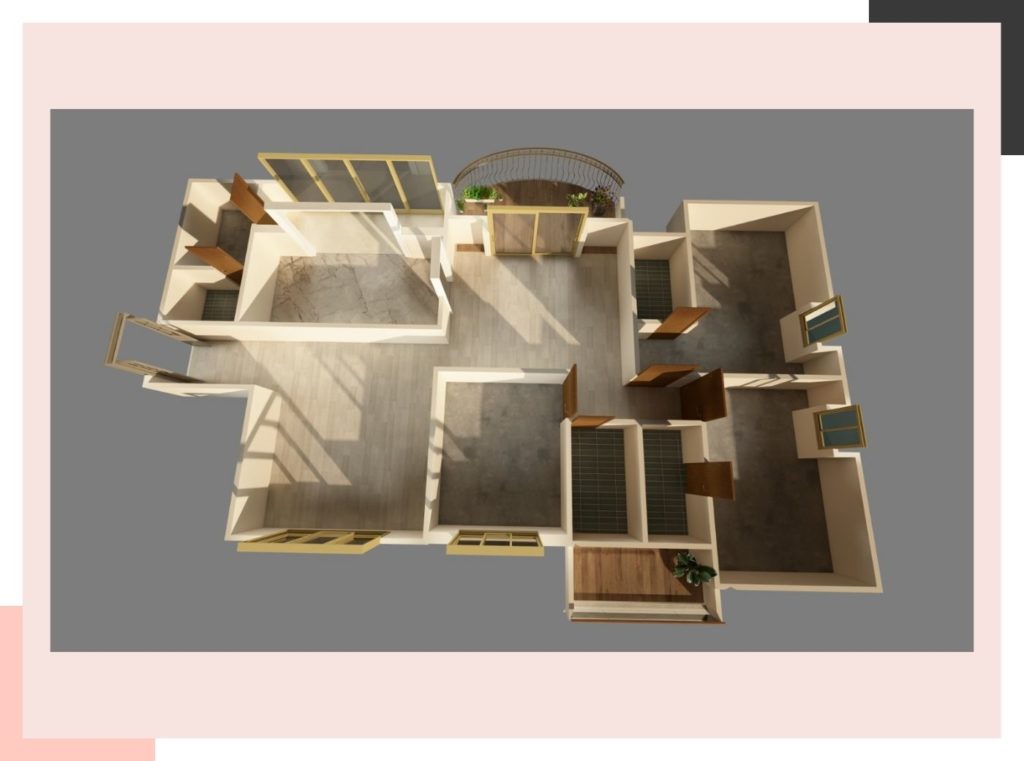 Simple outline illustration of floor plan