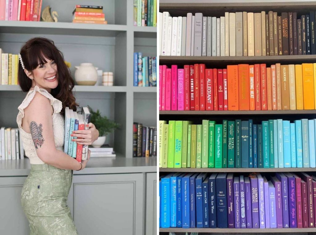 image describing the rainbow bookshelf for a library