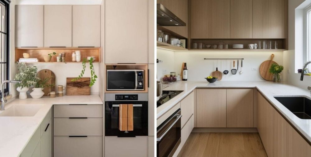 Picture showing comparison between modular and semi-modular kitchen