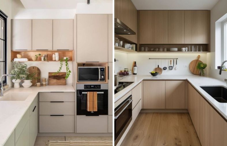 Picture showing comparison between modular and semi-modular kitchen