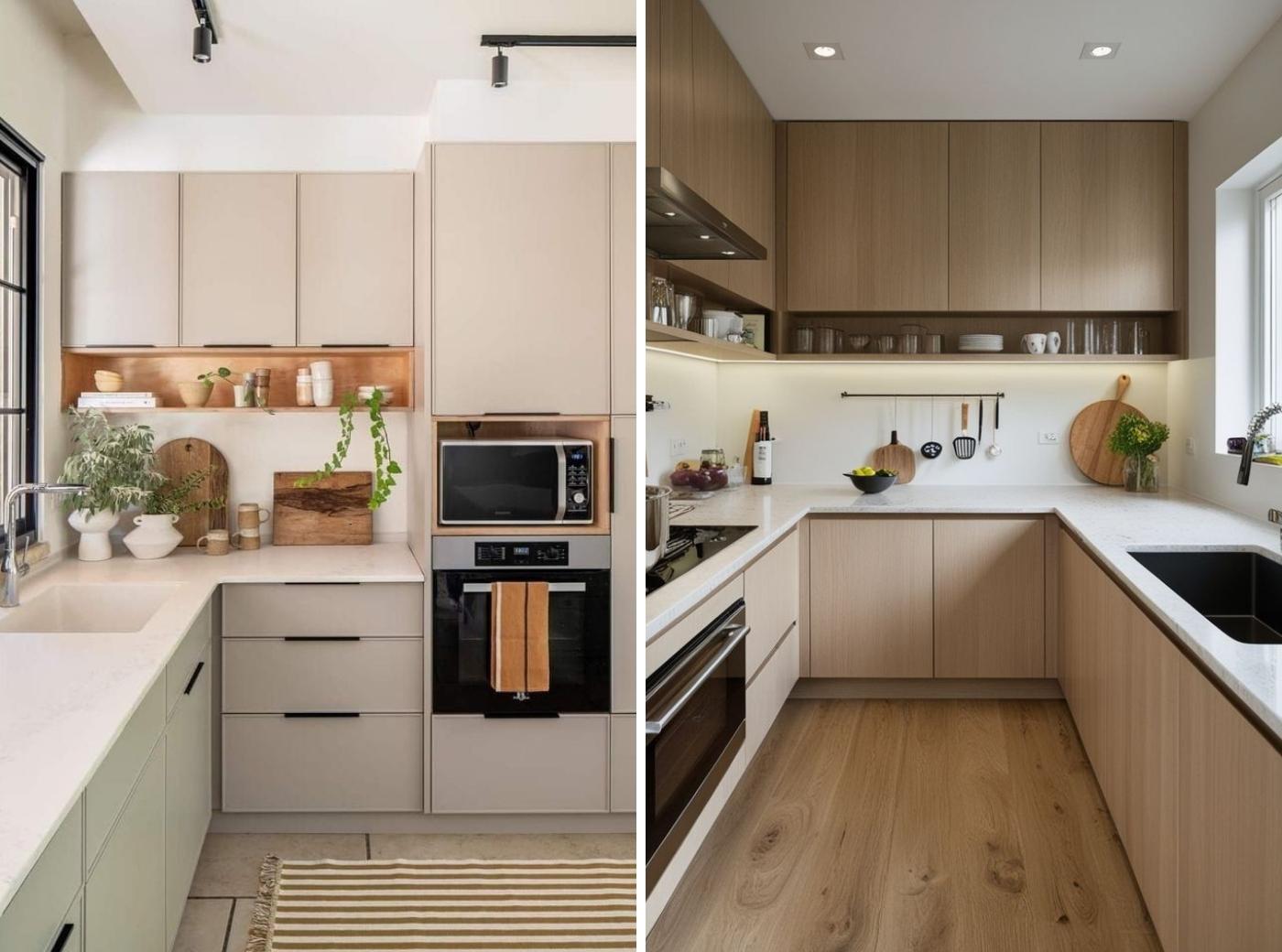 Picture showing comparison between modular and semi-modular kitchen