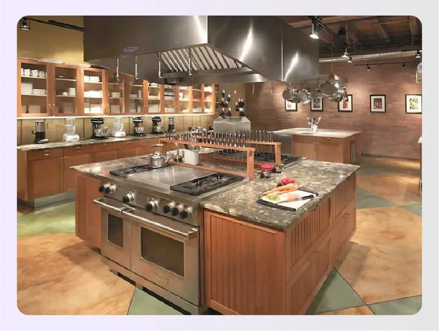 Large island kitchen with central cooking command center Large island kitchen with central cooking command center