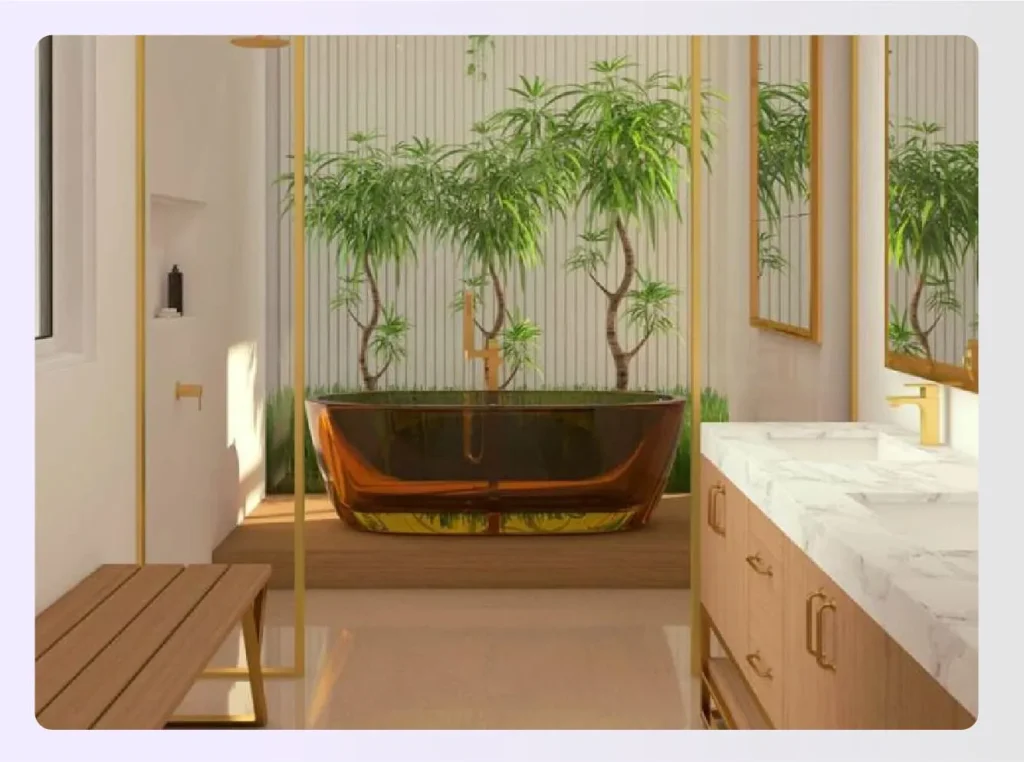 Photorealistic render of a modern luxury bathroomย Photorealistic render of a modern luxury bathroomย