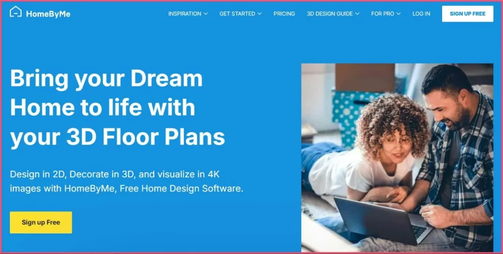 HomeByMe is a 3D floor planning tool featuring branded furniture placement and realistic room design interface