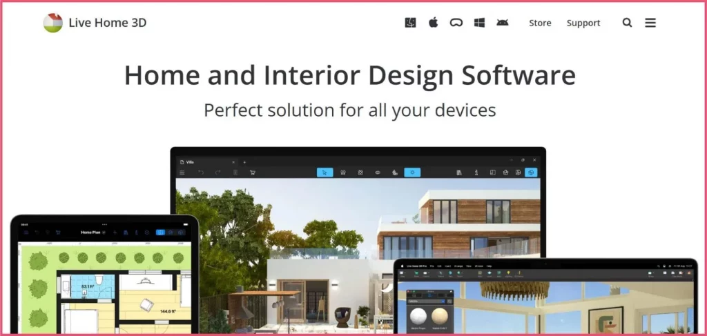 Live Home 3D is a cross-platform home design application showing floor plans and 3D visualization tools