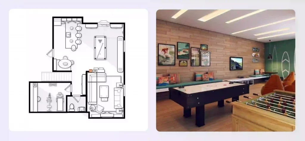 A fun hangout zone floor plan 