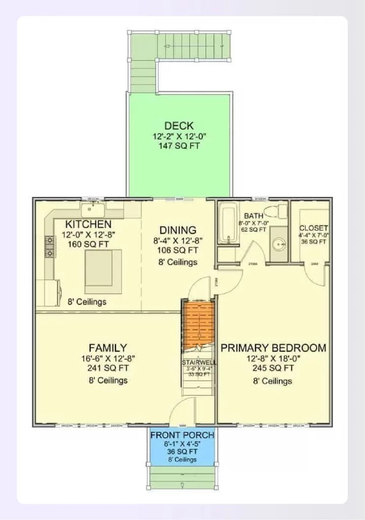 A symmetrical Cape Cod style 3-bedroom house plan