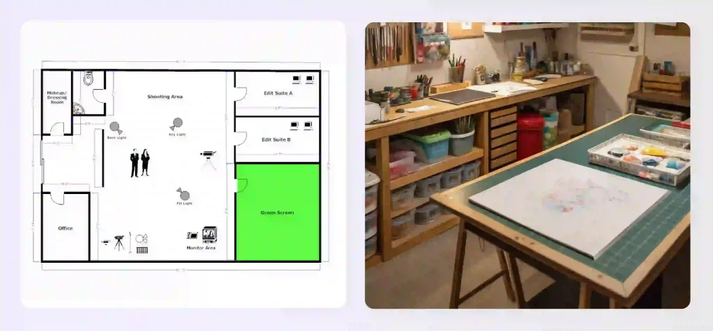 An artist's studio basement layout design