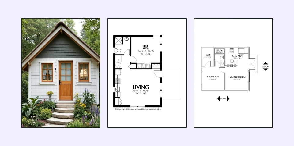 Guest house style one-bedroom plan