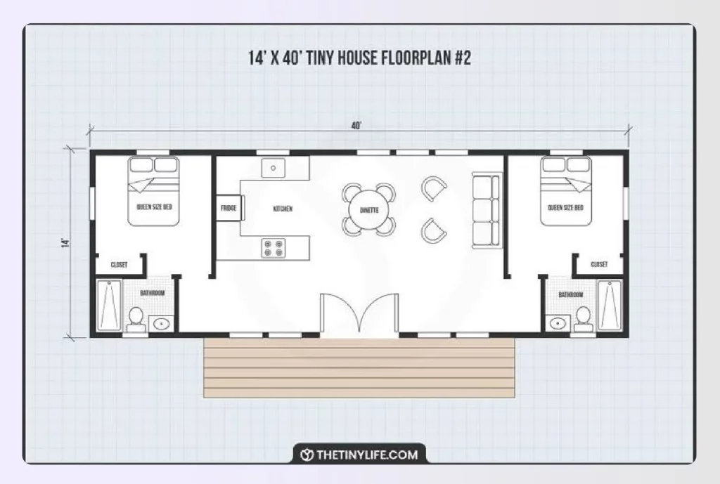 Open concept 40ft shipping container home layout