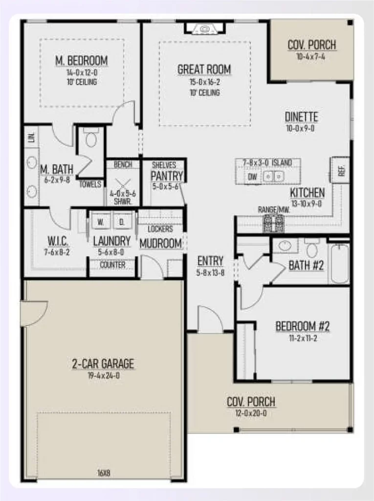 Ranch house with two-car garage